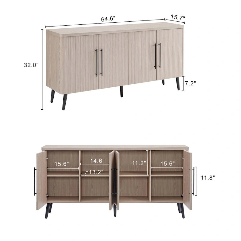 Buffet Jodie moderne du milieu du siècle, 164 cm