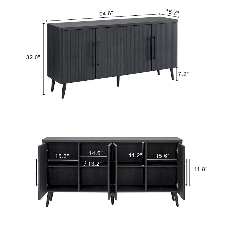 Buffet Jodie moderne du milieu du siècle, 164 cm