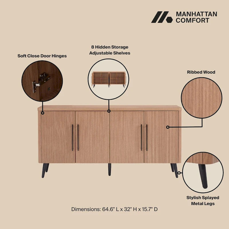 Buffet Jodie moderne du milieu du siècle, 164 cm